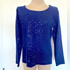 BLACK Saks Fifth Avenue Blue Sequin Sweater